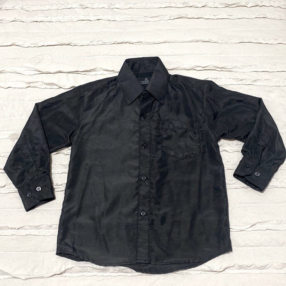Vittorino black lond sleeve button down boy shirt